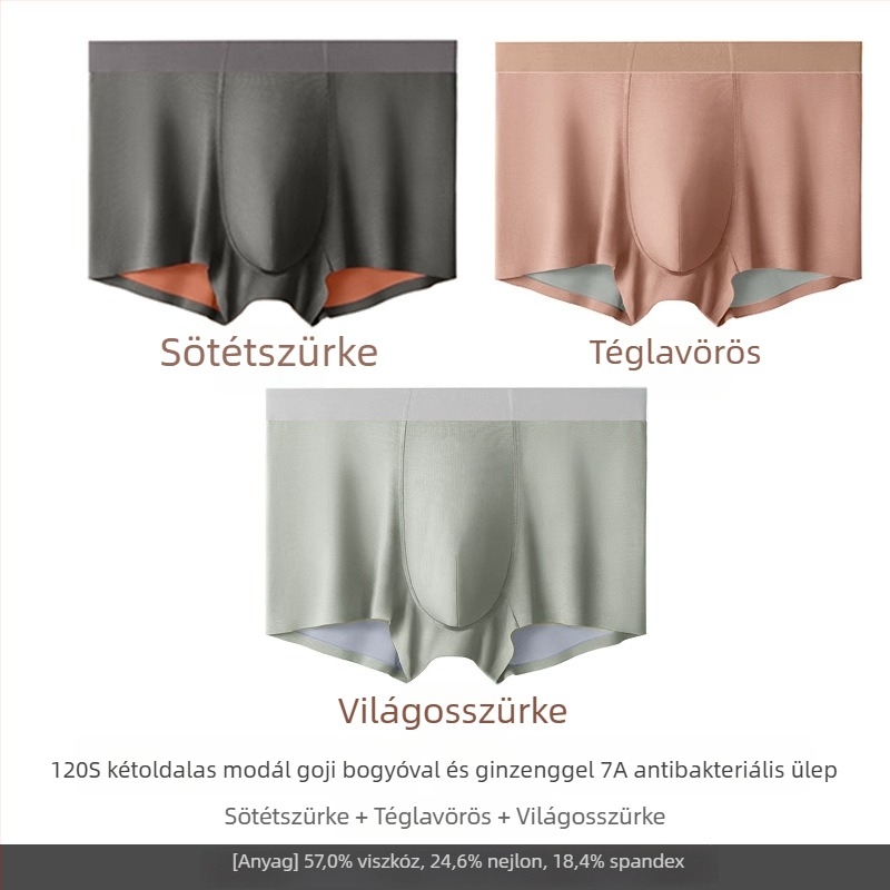 3 darab férfi boxeralsó, 120S modal, antibakteriális, lélegző, nagy méretű
