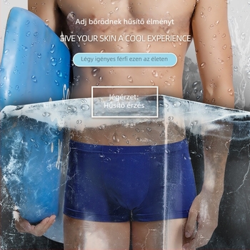 Férfi ice silk boxer briefs, varrás nélküli, egyszínű, középmagas derék, vonzó és kényelmes