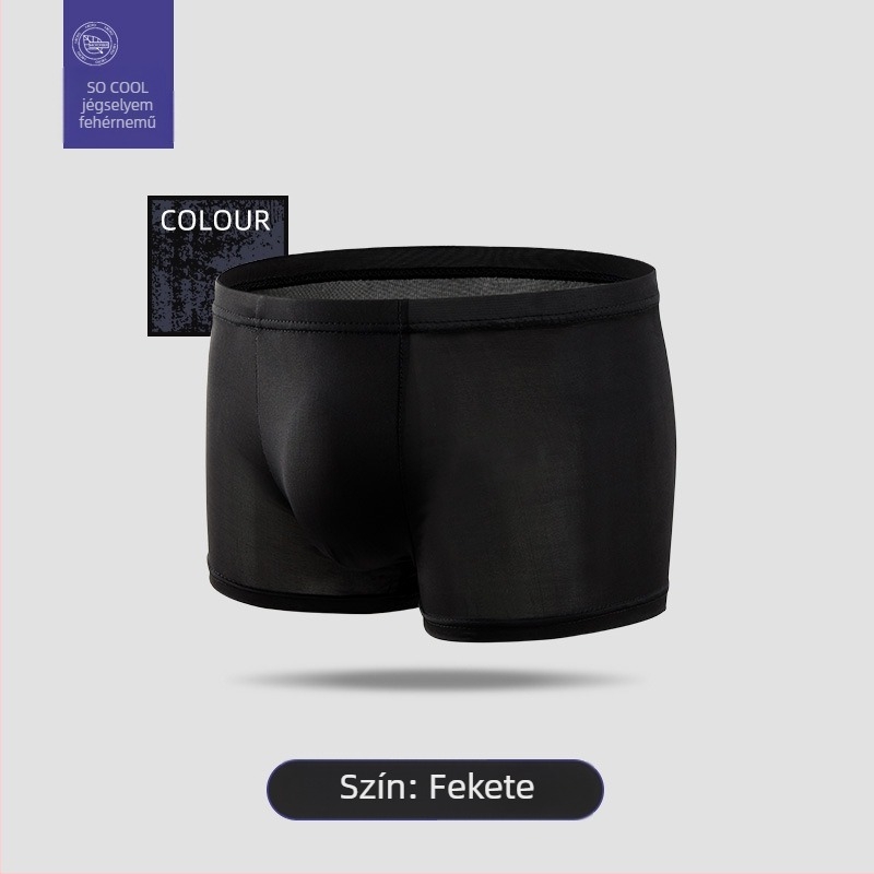 Férfi ice silk boxer briefs, varrás nélküli, egyszínű, középmagas derék, vonzó és kényelmes