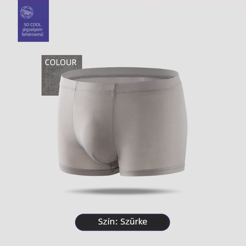 Férfi ice silk boxer briefs, varrás nélküli, egyszínű, középmagas derék, vonzó és kényelmes