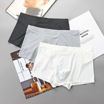 Férfiak Ice Silk varrat nélküli boxeralsó, ultra vékony, lélegző, antibakteriális
