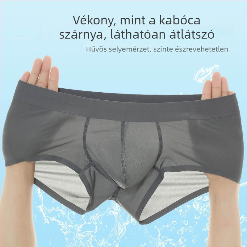 Férfi Ice Silk ultra vékony boxeralsó, lélegző, gyorsan száradó, varrás nélküli sportalsónemű