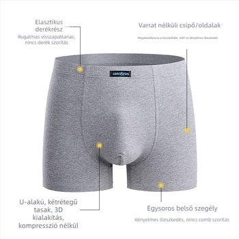 Jiachuan 100% pamut férfi boxer brief, varrás nélküli, antibakteriális ágyékrész, középmagas derék, lélegző és kényelmes