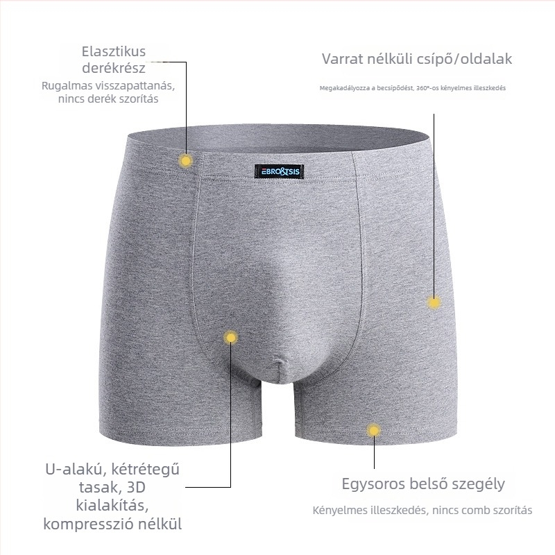 Jiachuan 100% pamut férfi boxer brief, varrás nélküli, antibakteriális ágyékrész, középmagas derék, lélegző és kényelmes