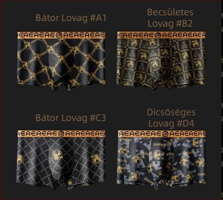 Férfi boxeralsónemű moderen mintával, lélegző ice silk anyagból, nyári vékony, kényelmes, nyom nélkül
