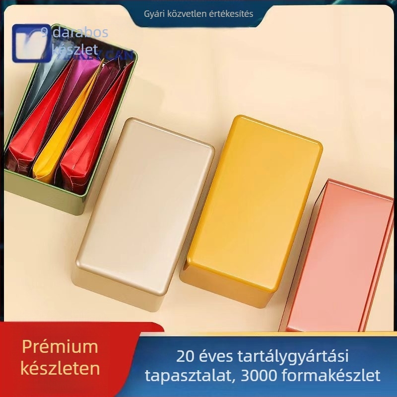 100 g-os négyzet alakú fémdobozos teás doboz, zárt nedvességálló csomagolás