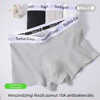 Férfi pamut alsónadrág, antibakteriális, egyszínű, középmagas derekú, 95–100% pamut