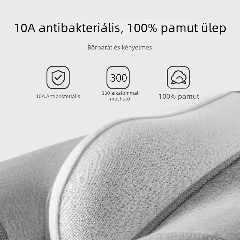 Férfi pamut alsónadrág, antibakteriális, egyszínű, középmagas derekú, 95–100% pamut