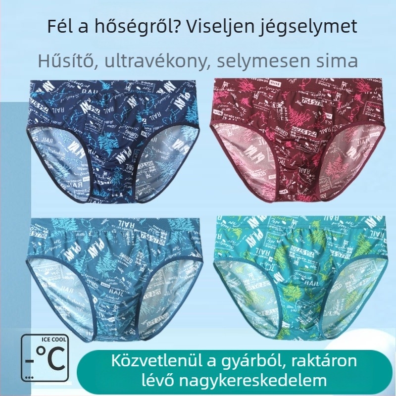 Ice Silk férfi alsónemű, ultra vékony, légáteresztő, gyorsan száradó, magas derekú, plusz méret