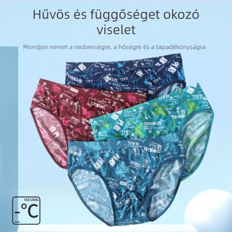 Ice Silk férfi alsónemű, ultra vékony, légáteresztő, gyorsan száradó, magas derekú, plusz méret