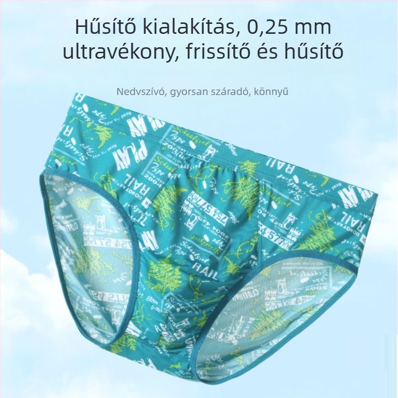 Ice Silk férfi alsónemű, ultra vékony, légáteresztő, gyorsan száradó, magas derekú, plusz méret