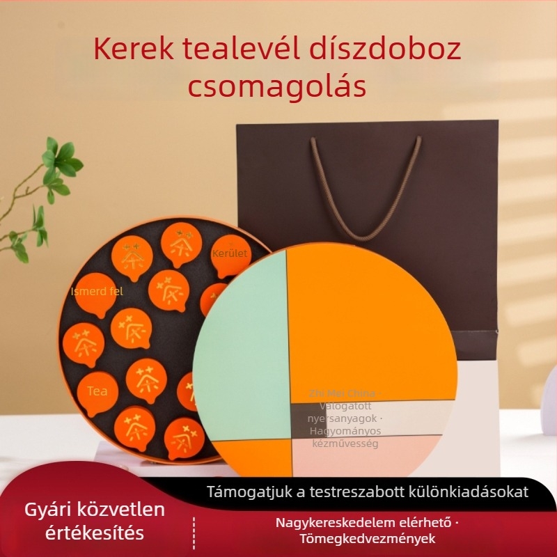 Személyre szabható kerek teásdoboz ajándékdoboz - luxus csomagolás