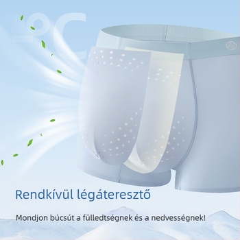 Férfi boxer, nylon Ice Silk anyagból, antibakteriális, középmagas derekú, egyszínű, nagy méret