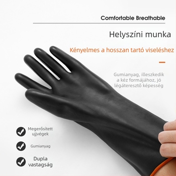 Kémiai ellenálló latex kesztyűk, savak és bázisok elleni védelem, kopásálló, megerősített gumikesztyűk