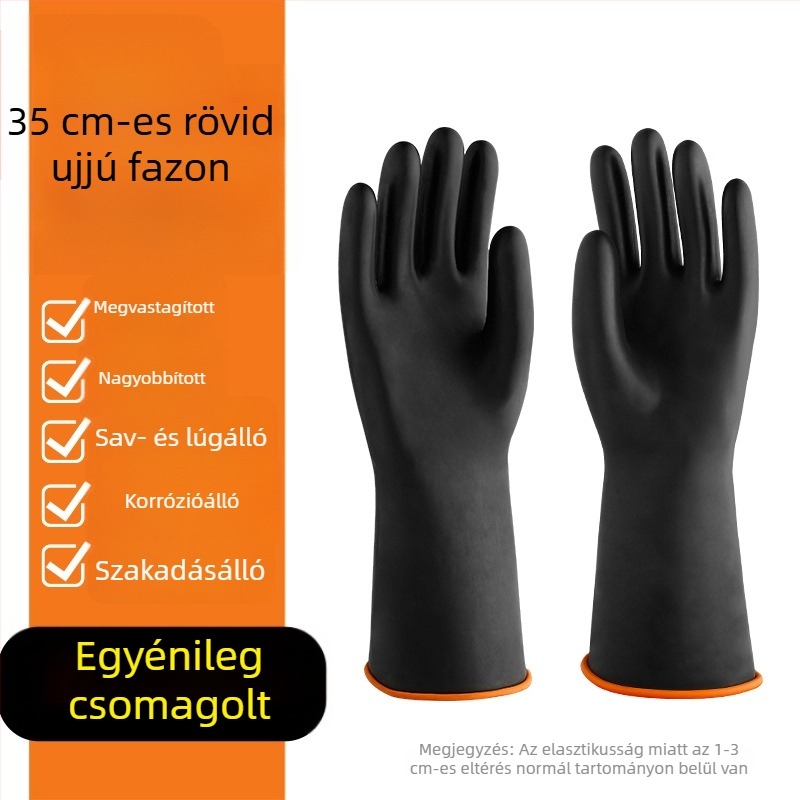 Kémiai ellenálló latex kesztyűk, savak és bázisok elleni védelem, kopásálló, megerősített gumikesztyűk