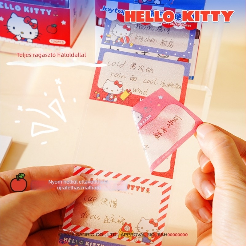 Hello Kitty átlátszó kihúzható jegyzetlapok – újrahasználható memo