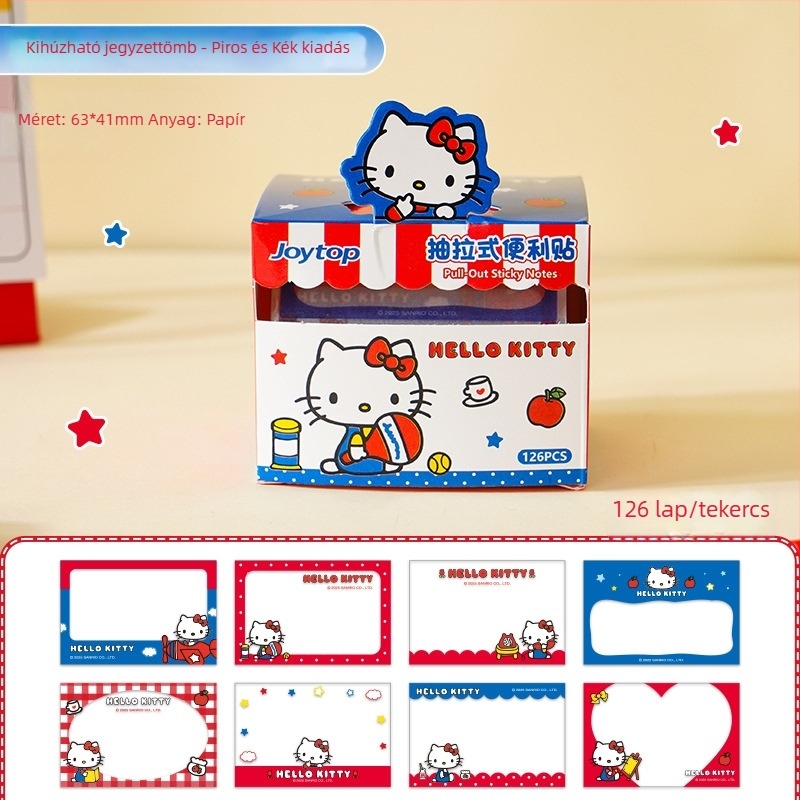 Hello Kitty átlátszó kihúzható jegyzetlapok – újrahasználható memo