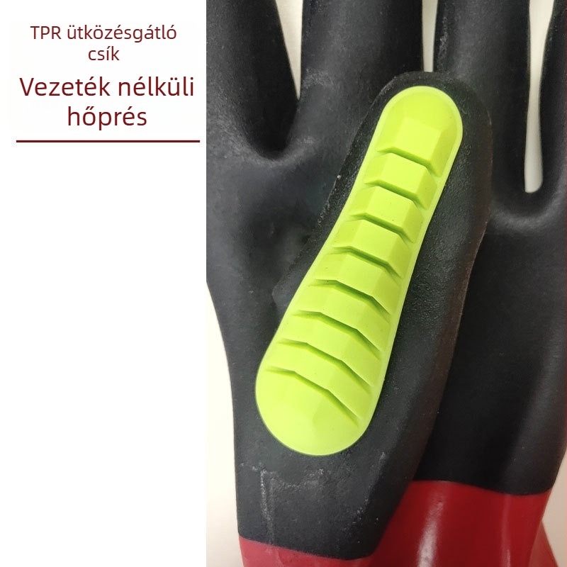 Vörös teljes merítésű TPR kesztyűk, kémiai ellenálló, ütésálló, olajálló, PVC vízálló, kopásálló védő kesztyűk
