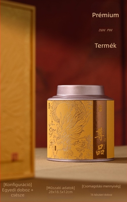 Prémium Jin Jun Mei fekete tea ajándék készlet fémdobozos pohárral, elegáns csomagolásban