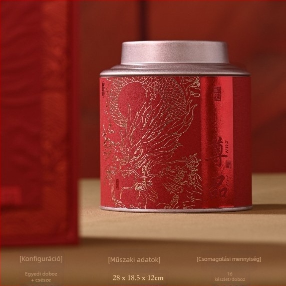 Prémium Jin Jun Mei fekete tea ajándék készlet fémdobozos pohárral, elegáns csomagolásban