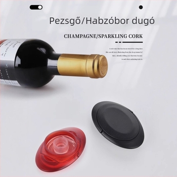 Pezsgő- és borosüveg dugó, műanyag test és szilikon tömítés, kézi nyomású működés, modern minimalista dizájn
