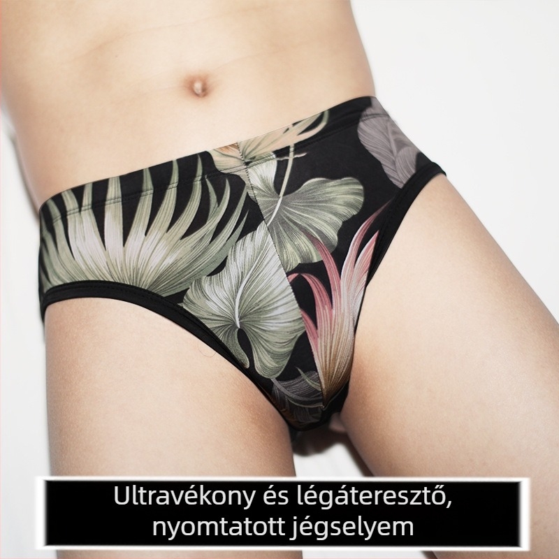 Férfi jégselyem alsónemű, ultra vékony, lélegző nyárra, mintás kamuflázs, virágos és csíkos