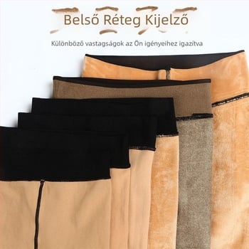 Téli nylon harisnyanadrág fleece-sel bélelt, meleg és vastag, bőrhatású, külső viselésre