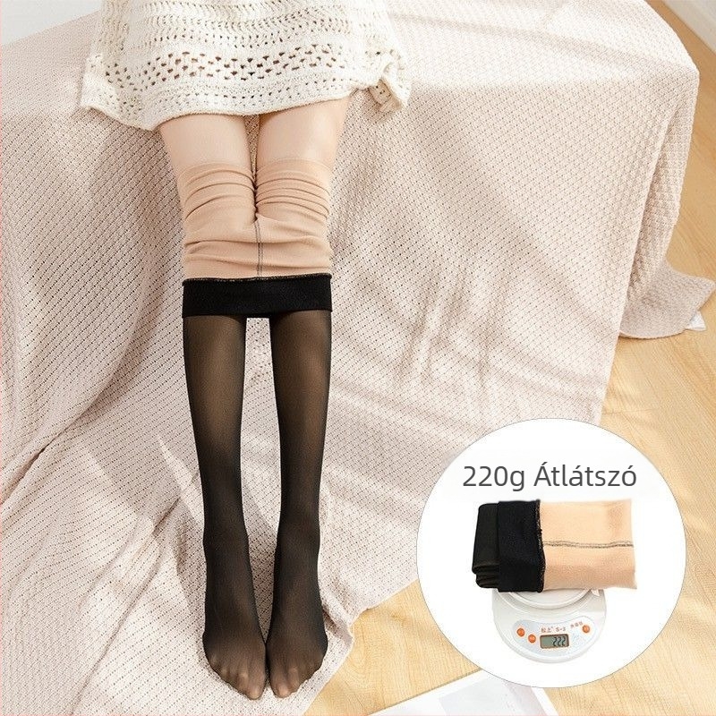 Téli nylon harisnyanadrág fleece-sel bélelt, meleg és vastag, bőrhatású, külső viselésre
