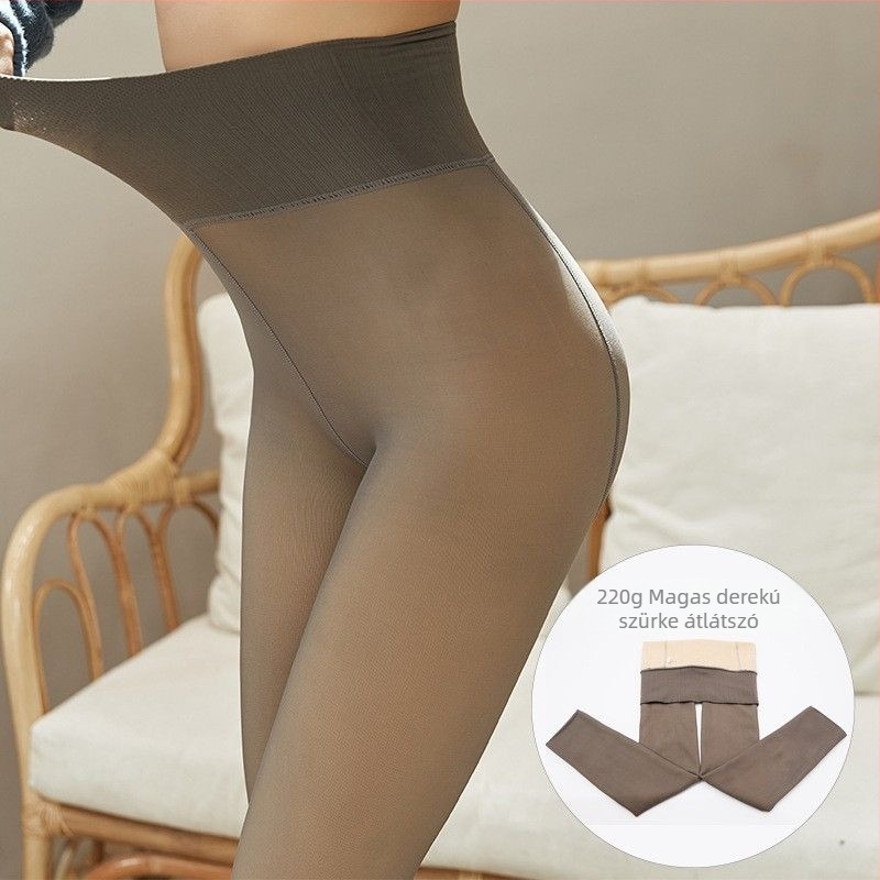Téli nylon harisnyanadrág fleece-sel bélelt, meleg és vastag, bőrhatású, külső viselésre