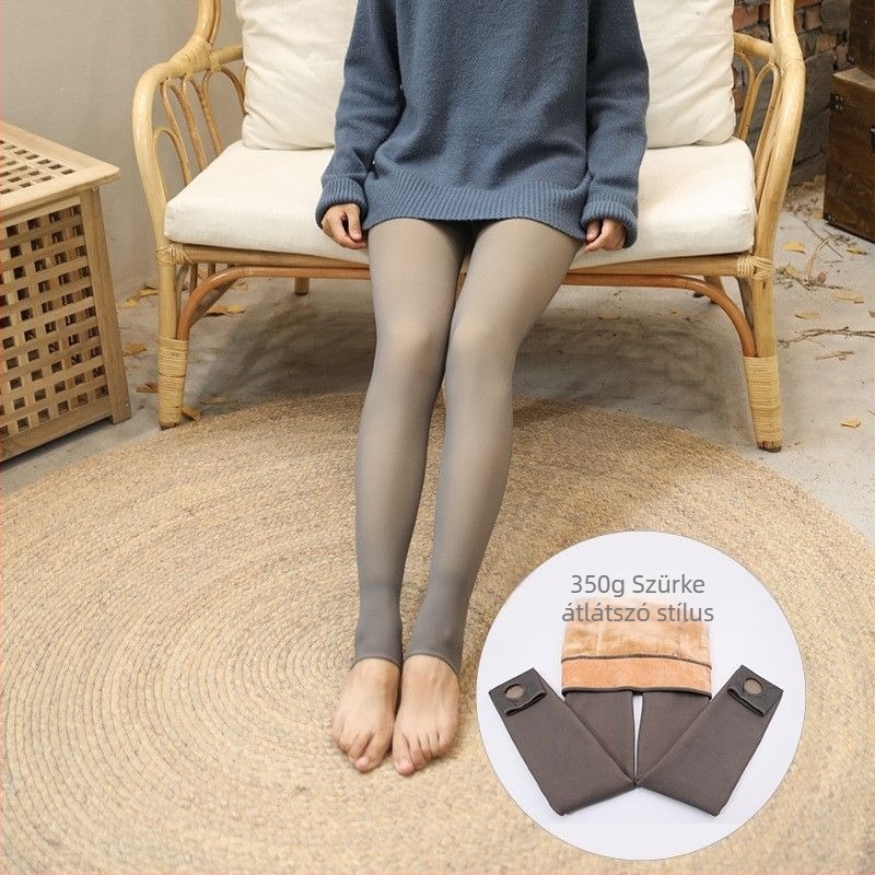 Téli nylon harisnyanadrág fleece-sel bélelt, meleg és vastag, bőrhatású, külső viselésre