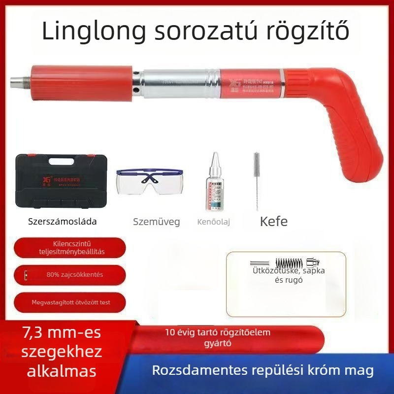 Pneumatikus szegező mennyezeti kábelcsatornákhoz és HVAC-telepítéshez — kézi beton zajcsillapító fej