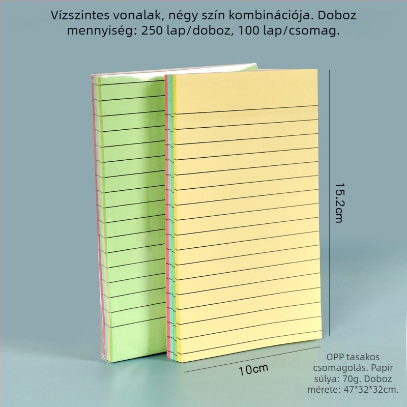 Színes nagy méretű vonalas öntapadós jegyzetek, kreatív, téphető notesz, erős ragasztóval