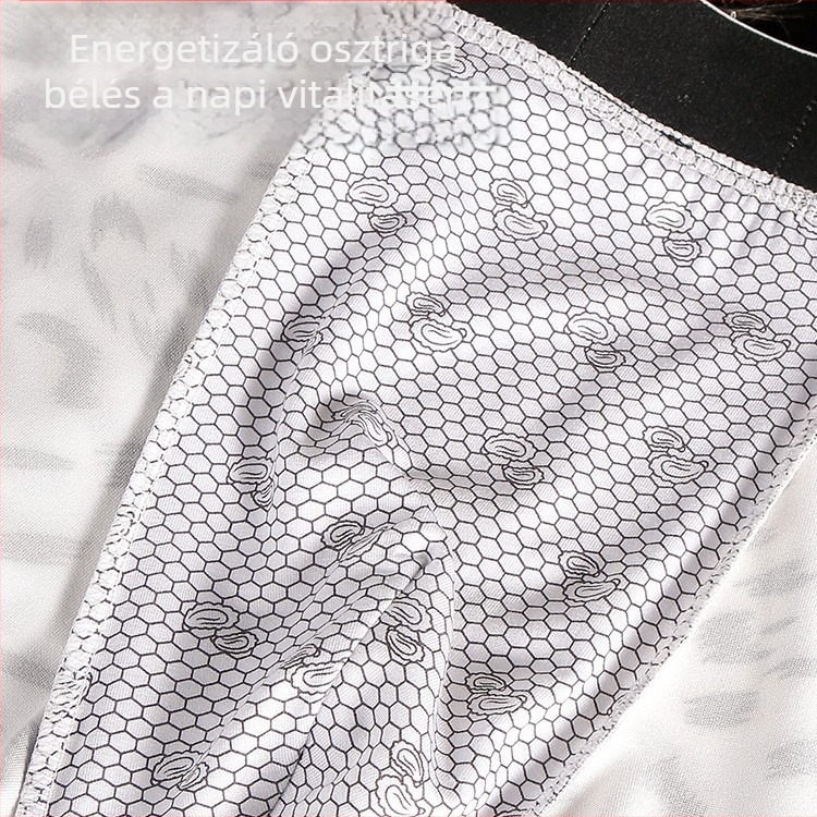 Férfi boxer brief s leopárd mintával, ice silk anyagból, lélegző és kényelmes nyárra, középmagas derékkal