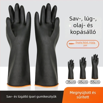 Két színű ipari kesztyű, duplarétegű kaucsukból, sav- és lúgálló, olajálló, kopásálló