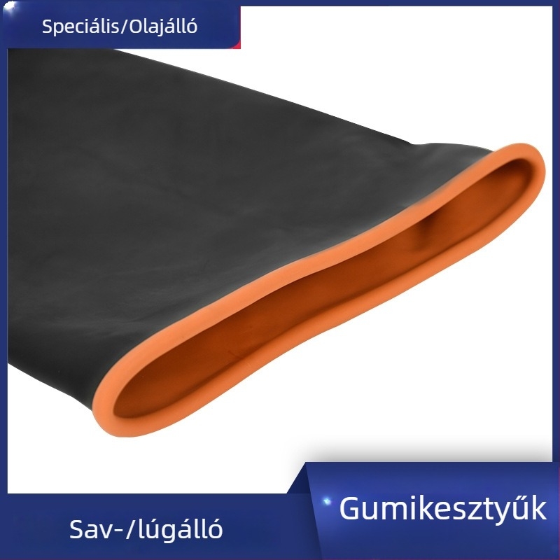 Két színű ipari kesztyű, duplarétegű kaucsukból, sav- és lúgálló, olajálló, kopásálló
