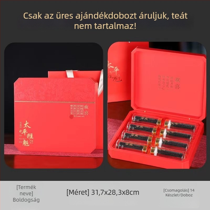 Taiping Houkui üres ajándékdoboz teához — 8 teás doboz kapacitás, vörös tea, zöld tea és goji tea, logó testreszabás