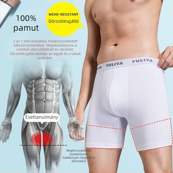 100% pamut hosszú lábú férfi boxeralsó, nyáron lélegző, nagy méret, anti- irritáció a szeméremszövet területén, sportos alsó
