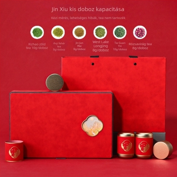 Új, 12 darabos üres teás doboz készlet ajándékdobozban, fekete teához, arany logó gravírozási lehetőséggel.