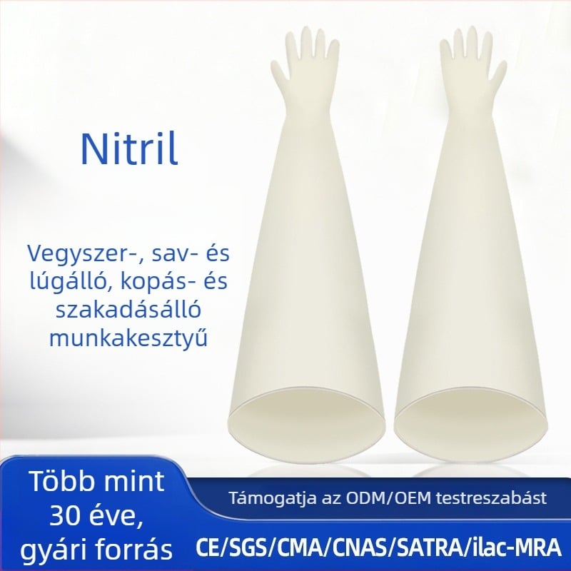 Nitril kesztyűk, kémiai ellenálló képességgel, olajálló, korrózió- és sav-bázis ellenálló