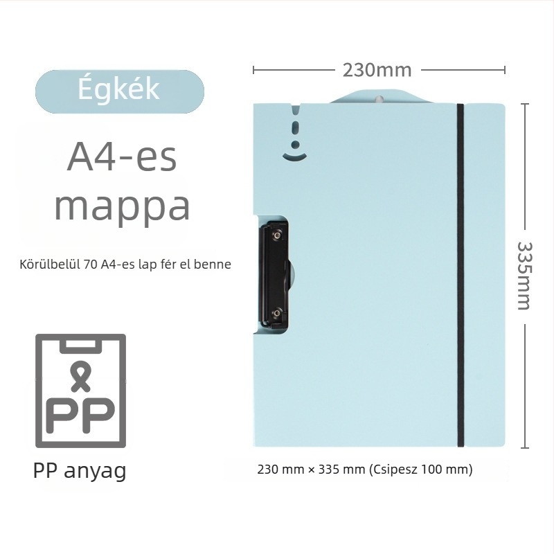 A4-es vizsgához klipszes tábla, sík, merev műanyag irattartó egyetlen csíptetővel