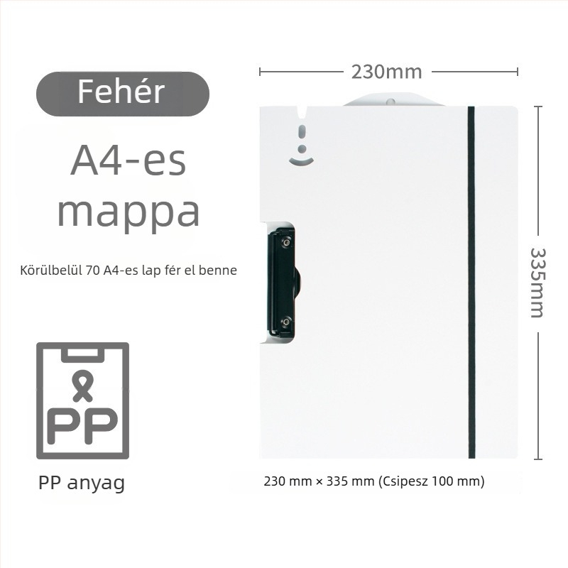 A4-es vizsgához klipszes tábla, sík, merev műanyag irattartó egyetlen csíptetővel