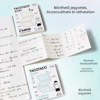 Maihe Taco Taco 3-in-1 ragasztós jegyzetfüzet iskolásoknak, 60 oldal