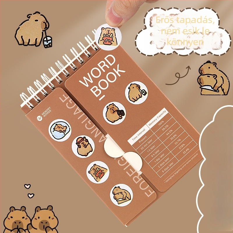 Capybara matricák — erős tapadású, ragasztónyom nélkül, gyerekek iskolai füzetéhez; jutalmazó és bátorító matricák.