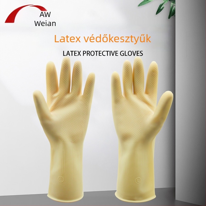 A8 kopásálló gumírozott latex kesztyűk háztartási használatra, csúszásmentes, vízálló, mosogatáshoz, mosáshoz és autómosáshoz, védelem a kezeknek.