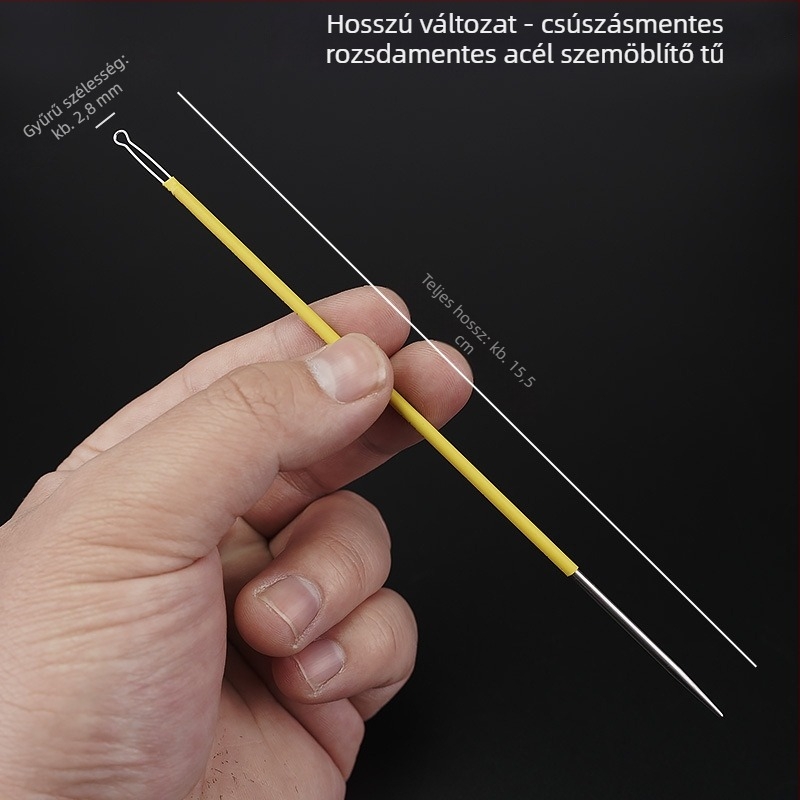 Ezüst színű rozsdamentes acélból készült szem- és fültisztító eszköz szemhéjkaparóval