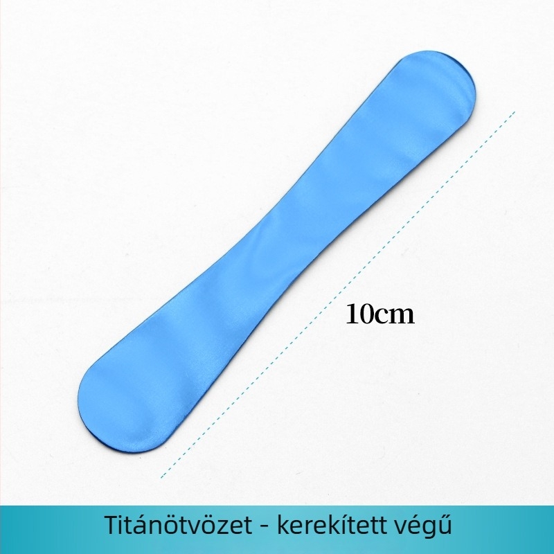 Rozsdamentes acél szemhéjvédő lemez kettős szemhéj műtéthez; szemészeti eszköz a szemhéj stabilizálására, szemöblítésre és eyeliner felvitelére.