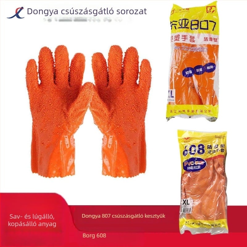 PVC csúszásmentes munkakesztyűk pilírozáshoz és vízi feldolgozáshoz, pamut bélés, bal és jobb kézre