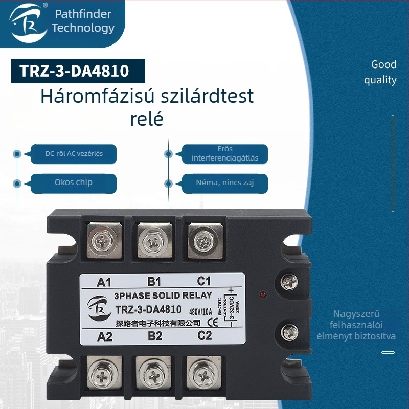 TRZ-3-DA4810 háromfázisú szilárdtest-relé, 10A, DC-vezérlés, AC terhelés