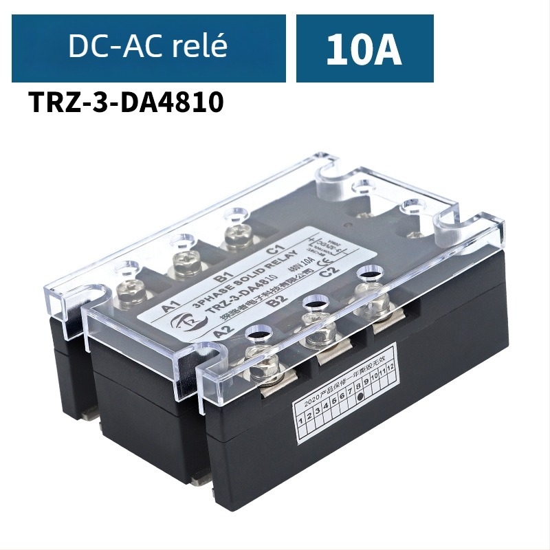 TRZ-3-DA4810 háromfázisú szilárdtest-relé, 10A, DC-vezérlés, AC terhelés