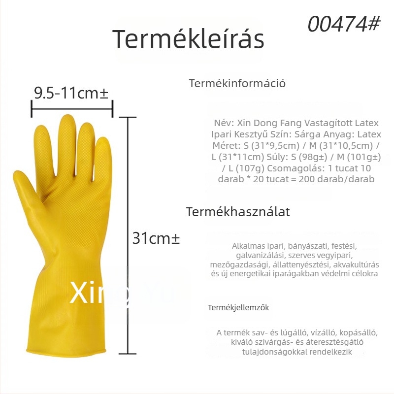 New Oriental 100 g vastagított ipari latex kesztyű marha ínból, sav-bázis-ellenálló, kémiai védelem konyhához és háztartásba